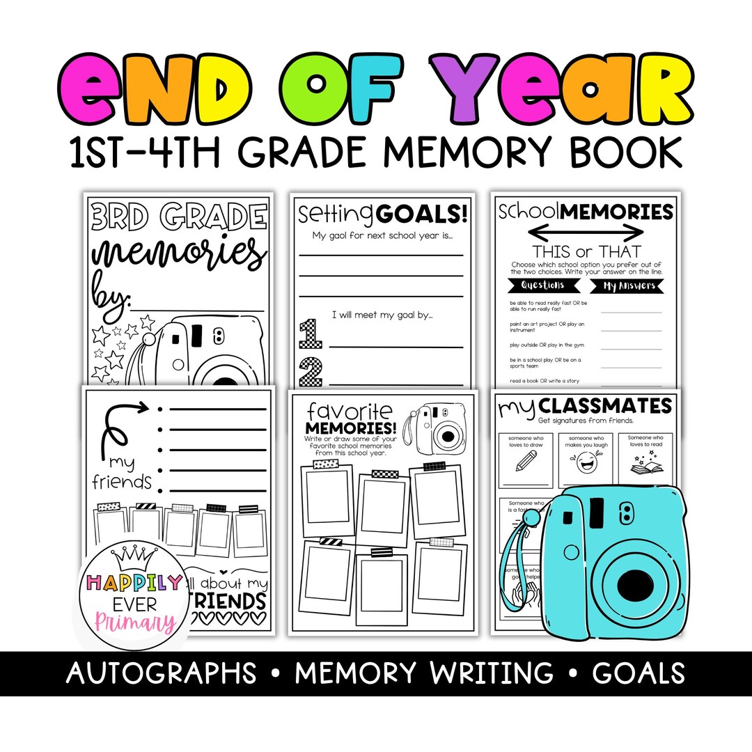 End of Year Memory Book Activities for 1st 2nd 3rd 4th Grade Last Week ...