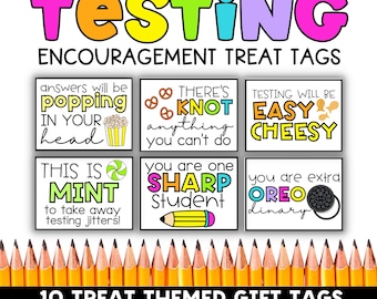 State Testing Encouragement Treat Tags | Testing Week Student Gift Tags | Printable Testing Motivation