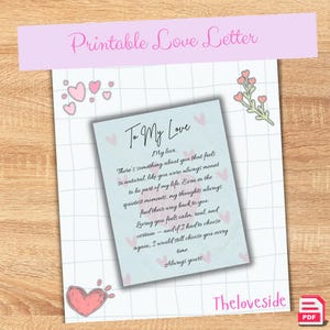 Romantische Liebesbriefe Druckbare PDF - Süße Liebesbriefe (Digitaler Download)