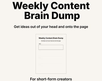 Scarico settimanale di contenuti / Pagina di pianificazione di contenuti semplici per creatori di contenuti brevi