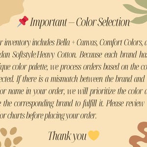 a text box with a red pushpin icon, a heart, and some decorative elements. The text box is titled "Color Selection" and provides instructions for color selection in an inventory.