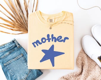 Comfort Colors Mother Star Tee, Trendy Mom Shirt, Mama Mothers Day Graphic T-shirt