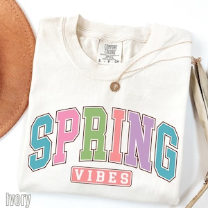 Comfort Colors Spring Vibes Shirt, Floral Spring Tee, Cute Easter T-Shirt, Preppy Aesthetic Tee, Spring Break Outfit, Stylish Apparel