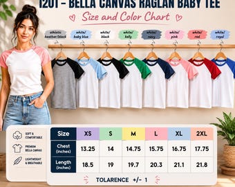 Blank Bella Canvas 1201 Raglan Baby Tee, Blank Women's Shirt, Blank Bella Canvas® Croptop, Micro Rib Raglan Baby Tee