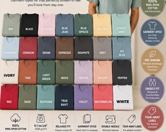 Comfort Colors 1717 Blank Shirt, Garment-Dyed Heavyweight Cotton Tee, Unisex Soft Vintage Shirt, DTF Screen Print Ready