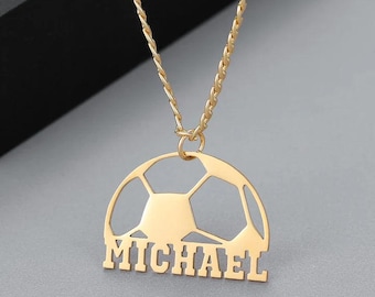 Collar personalizado con nombre y diseño de balón de fútbol