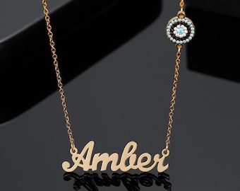 Collar personalizado con nombre y ojo turco