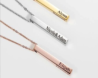 Collar con nombre grabado en barra