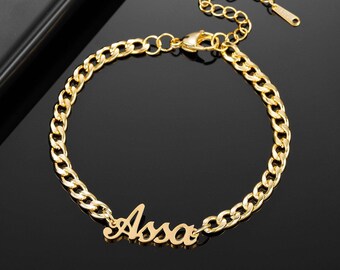 Pulsera con nombre y cadena cubana