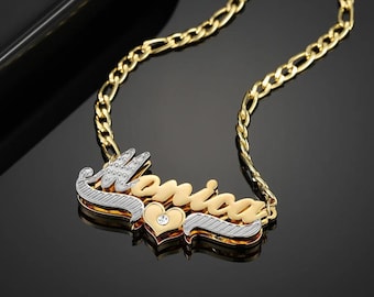 Collar con nombre personalizado de doble baño