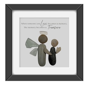 Angel Pebble Art 5x7 | Memorial Stone Art | Grief & Remembrance Gift | Sympathy Wall Art | In Loving Memory Decor