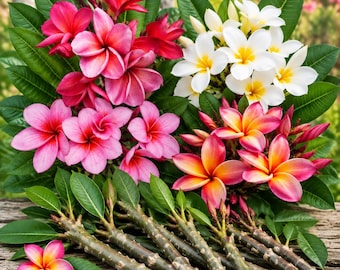 Pack 3 Plumeria Cuttings Fragrant Tropical Flowers