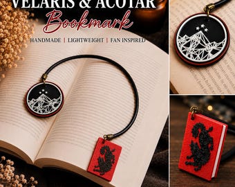 ACOTAR Bookmark | Velaris Symbol & Mini Book Charm | Leather Cord Bookmark | Sarah J Maas Gift | Book Lover Gift