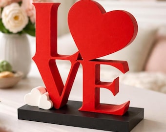 Custom LOVE Sign - Heart Sculpture, Modern Home Decor