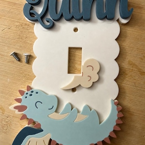 Personalized Baby Dragon Light Switch Plate, Custom Name Switch Cover, Nursery Decor - Free Design Help