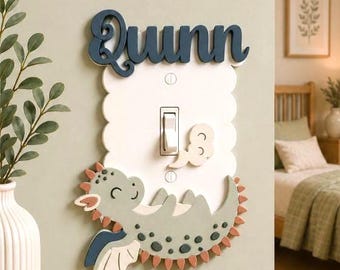 Placca per interruttore della luce personalizzata con drago, copriinterruttore con nome personalizzato, decorazione per la cameretta.