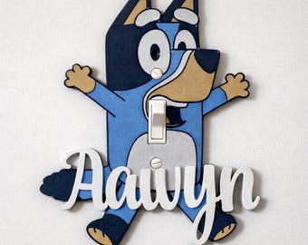 Personalized Bluey Light Switch Cover – Custom Name Optional- 3D Printed Custom Name Decor Ships Fast & Free