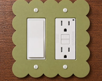 Atomic Avocado, Mustard & Orange Light Switch Cover Mid Century Modern Scalloped Wall Plate Retro MCM Decor 30 Custom Colors