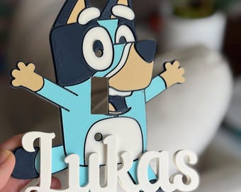 Personalized Bluey Light Switch Cover – Custom Name Optional- 3D Printed Custom Name Decor Ships Fast!