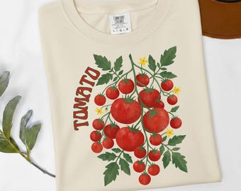 Tomato Girl Shirt, Gardening Aesthetic Tee, Vintage Vine Tomato Top, Cottagecore Vegetable Gift Comfort Colors 1717 Graphic Clothing