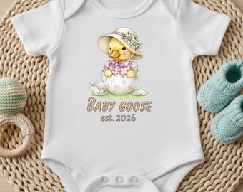 Custom Baby Goose Onesie, Personalized Est 2026 Newborn Bodysuit, Matching Family Goose Outfit, Baby Shower Gift, Girl Boy Goose