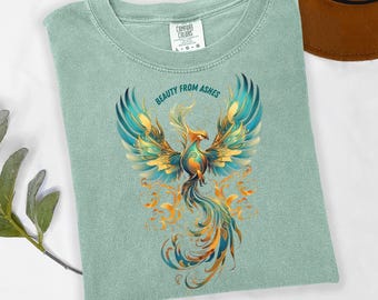 Beauty From Ashes Phoenix Shirt, Rebirth Symbol Tee, Healing Journey Shirt, Resilience Gift for Women, Spiritual Growth Top