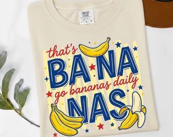 Camiseta Go Bananas, camiseta retro de arte pop con frutas, camiseta gráfica divertida para amantes de la comida, camiseta vintage amarilla con diseño de plátano Comfort Colors 1717 para verano.