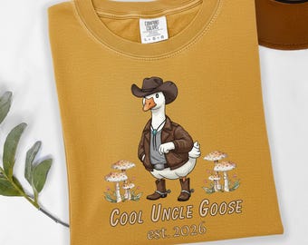 Cool Uncle Goose Shirt Est 2026, Funny Uncle Gift, New Uncle Announcement Shirt, Western Goose Family Matching Tee, Custom Year Gift