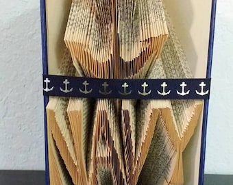 180 palabras N.A.V.Y con ancla - Patrón de plegado de libros