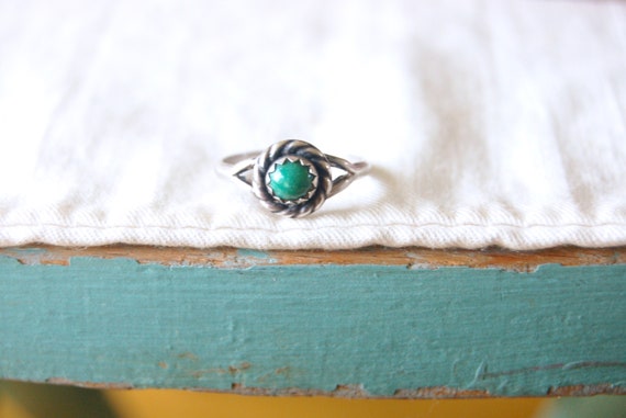 Turquoise Solitaire Ring Size 5 Rope Bezel Blue S… - image 6