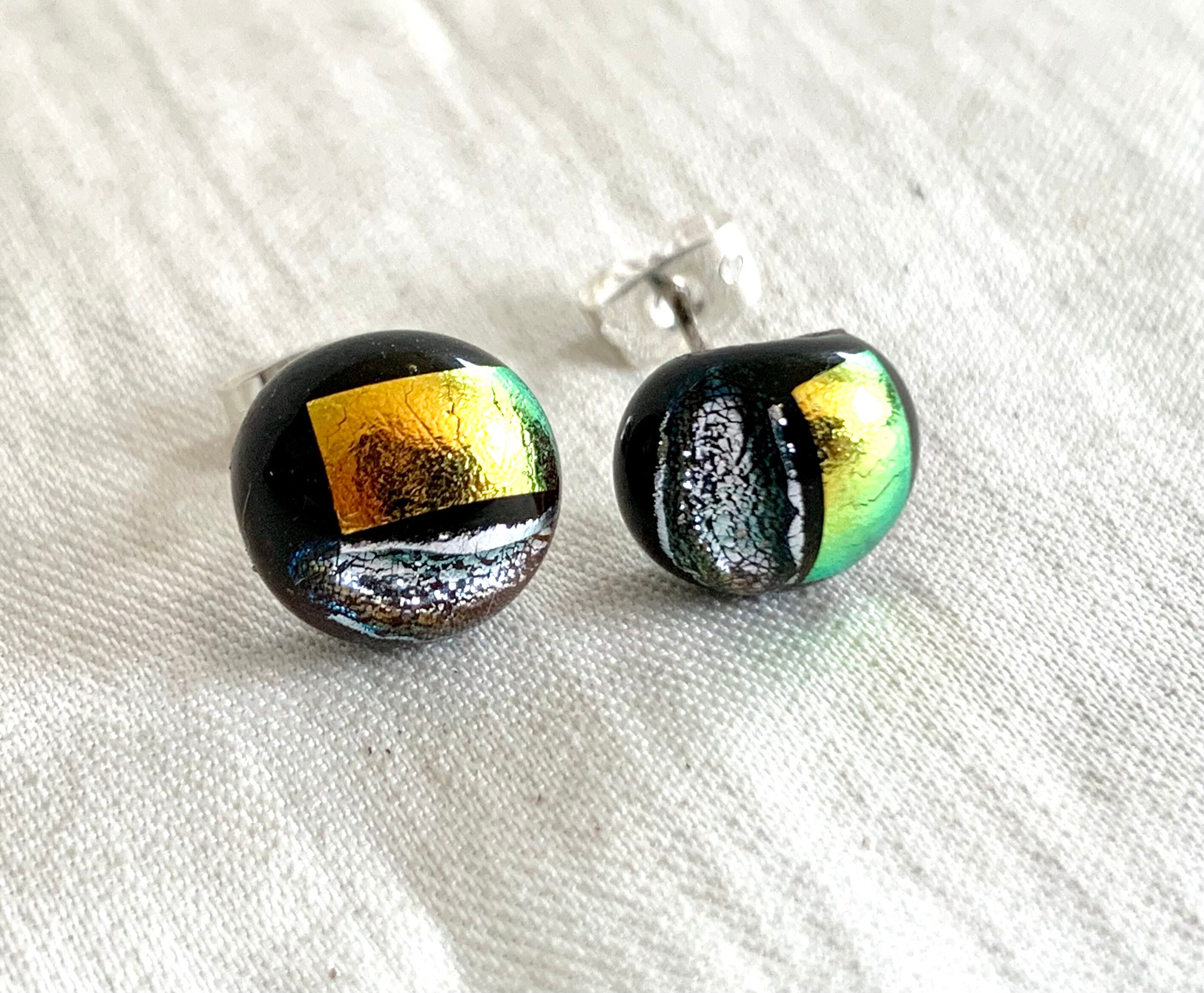 Drop Earrings Fused Glass Glass Earrings Studs Buy Dichroic Glass