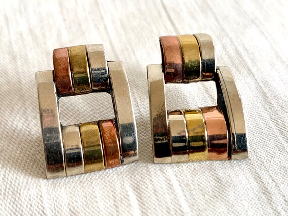Mexican Buckle Earrings Vintage 80s New Old Stock… - image 1