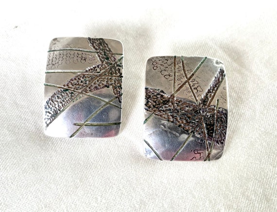 Textured Rectangle Post Earrings Abstract Southwe… - image 7