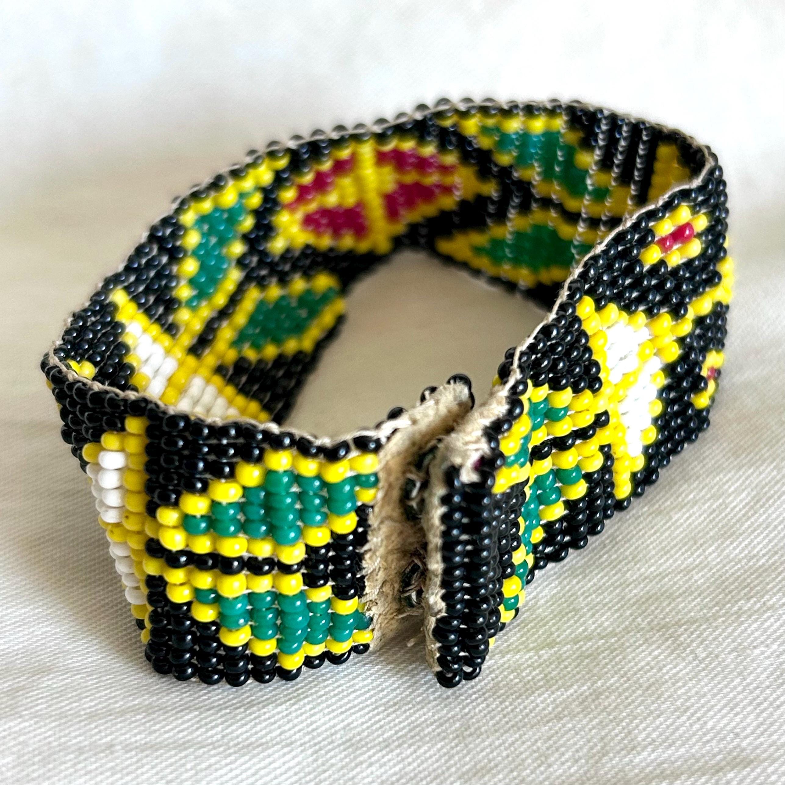 VINTAGE CATHERINE DIAL EASLEY African Seed Bead Western Boho Tribal Patt… Boho Necklace Tribal Beaded Red Yellow Black Necklace Basque  main image 2