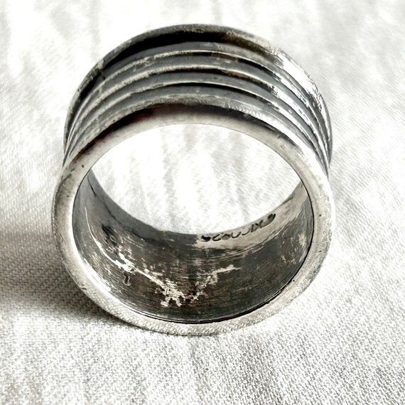 Mexican Cigar Band Vintage Wide Sterling Silver Ring Size 6 1/4