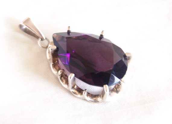 Vintage Mexican Sterling Silver and Amethyst Small Pendant Charm