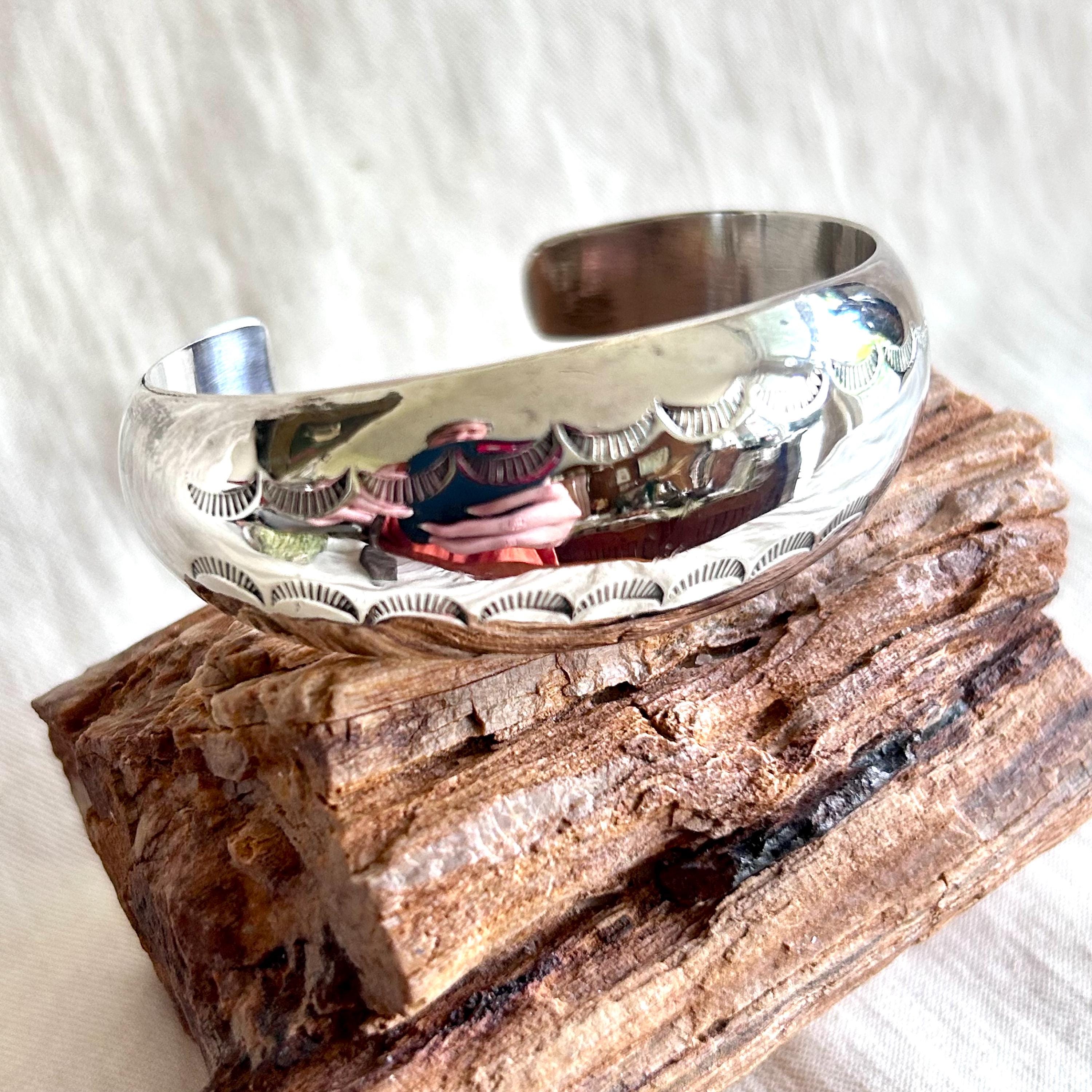 Breites Sterling Silber gewölbt West Handgelenk Schmuck Größe