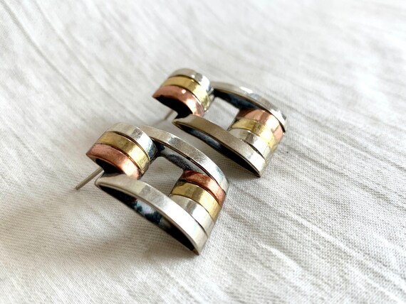 Mexican Buckle Earrings Vintage 80s New Old Stock… - image 2