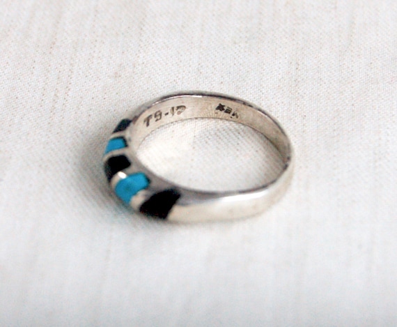 Silver Banded Howlite Stone Ring Size 7.25