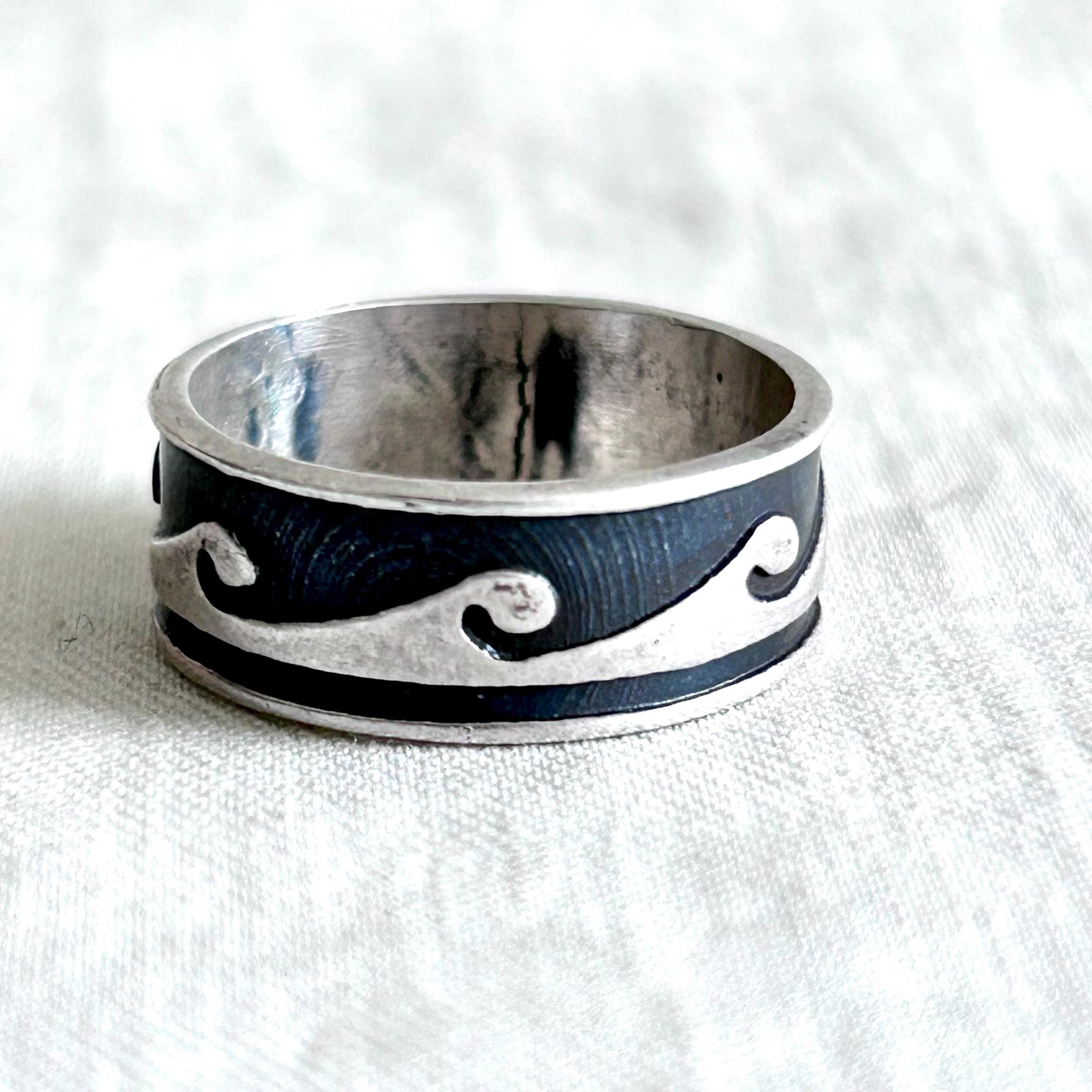 Sterling Silver Wave Ring Size 6.5 Vintage Surfer Jewelry Unisex