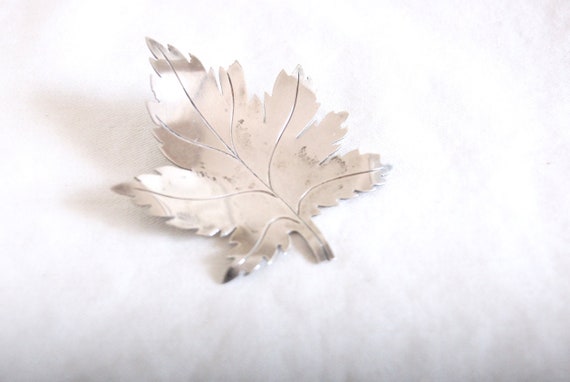 Maple Leaf Brooch Vintage Sterling Silver Fall Au… - image 1