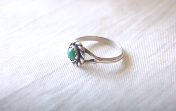 Turquoise Solitaire Ring Size 5 Rope Bezel Blue S… - image 2