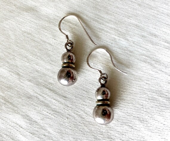 Mexican Ball Bead Earrings Sterling Silver Orb Dr… - image 3