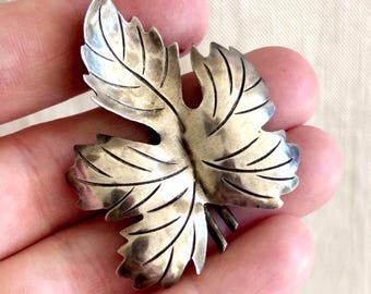 Vintage Sterling Silber Ahornblatt Pin Brosche - Ö Produktbild-Vorschau 4