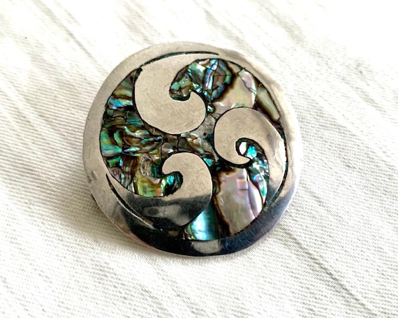 Mexican Brooch Pendant Sterling Silver Abalone Sw… - image 1