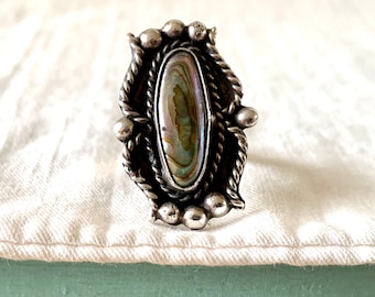 Eddie Secatero Sterling Silver Ornate Flower Leaf Vintage Size 8
