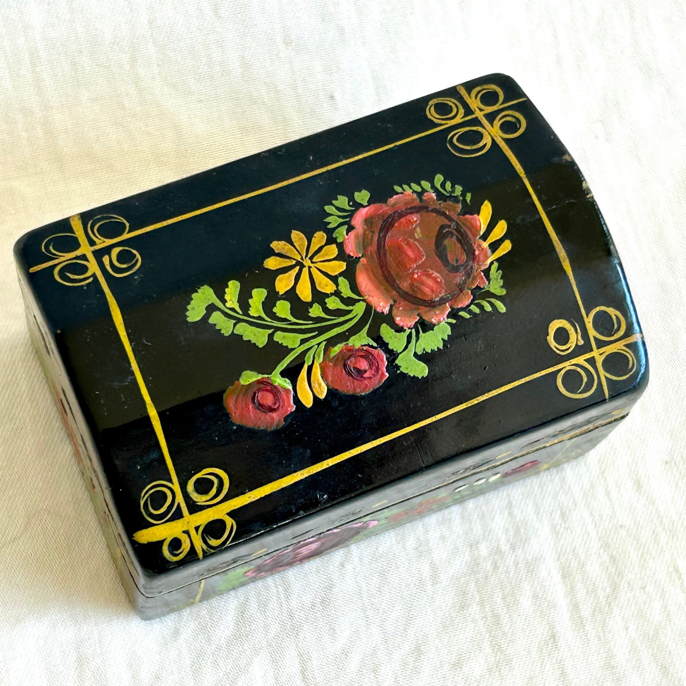 Vintage Hand Painted Mexican Jewelry Box: Floral Wood Chest - Etsy