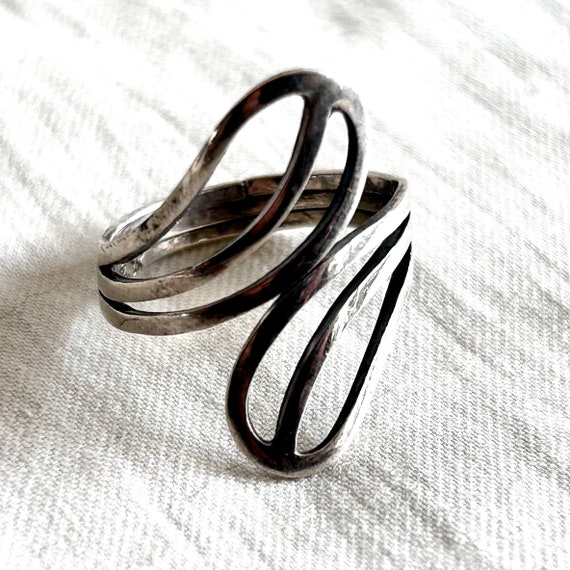 vintage バンブー　リング　silver925 TAXCO Vintage Taxco Sterling Silver Wrap Ring, Size 7.75 Modern Wire