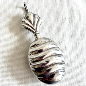 Sterling Silver Perfume Pendant Oval Necklace Vintage  Bottle