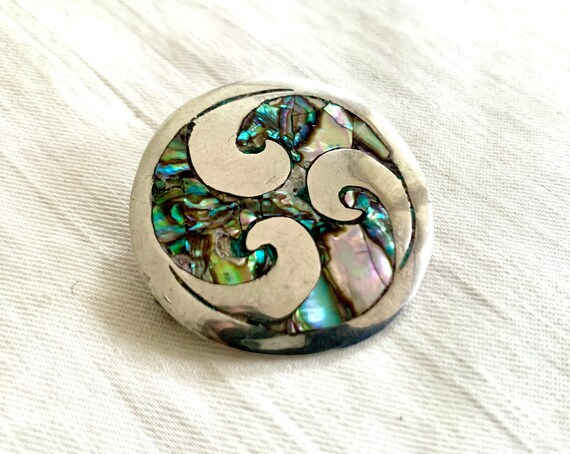 Mexican Brooch Pendant Sterling Silver Abalone Sw… - image 6